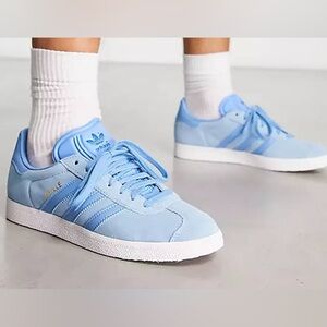 Unisex Adidas Gazelle Shoes - Clear Blue / Light Blue / Off White Mens Sz 8